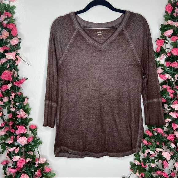 Ruff Hewn Brown Burnout Top Womens Small Casual Comfort Pullover Work Office - Picture 1 of 6